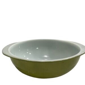 Vintage Pyrex 024 2 Quart Round Casserole Bowl Avocado Green Made in USA
